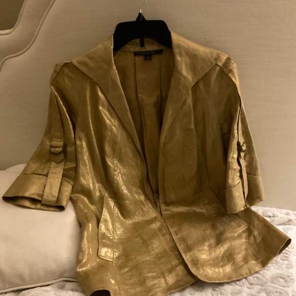 LAFAYETTE 148 NEW YORK SMALL gold blazer suit jacket - Picture 2 of 9